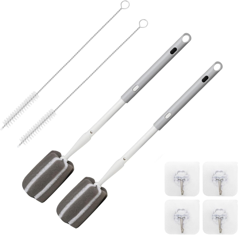 Sponge Bottle Brush Adjustable Long Handle up to 37Cm High-Density Foam Bottle B