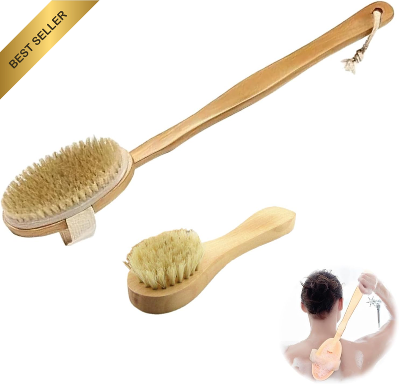 2 Dry Brushes Uniquely Designed for Face and Body Set for Exfoliation and Stimul
