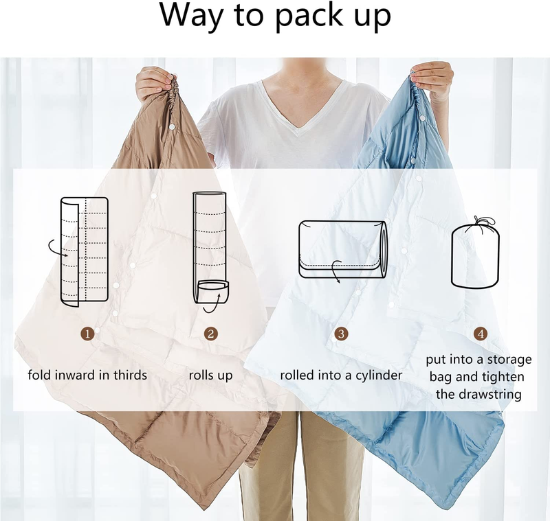 down Camping Blanket,Puffy down Blanket Packable Lightweight down Throw Quilt Wa