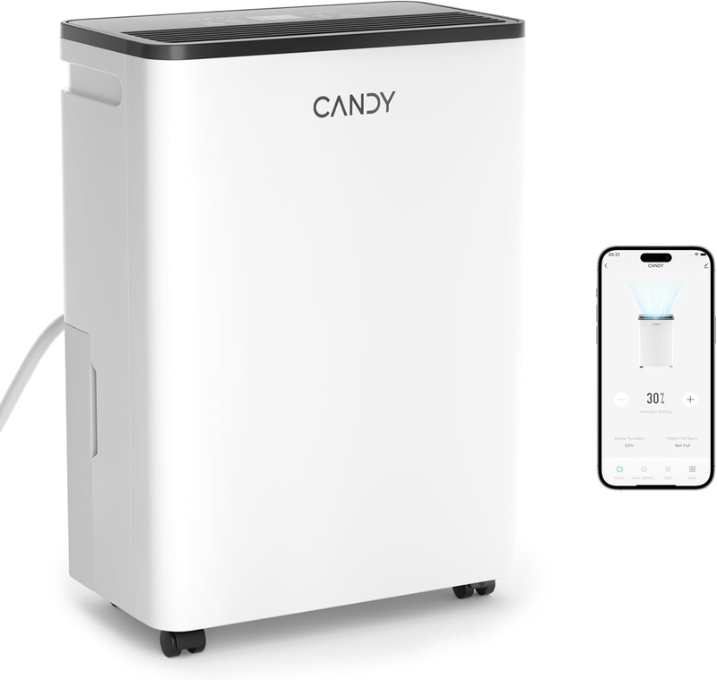 1000 Sq.Ft Dehumidifiers for Home, 21 Pint Portable Dehumidifier with Continuous/Auto Mode,Auto Defrost,0.66 Gal Tank,Compact for Bedroom,Bathroom,Office- Smart Control with Drain Hose Included