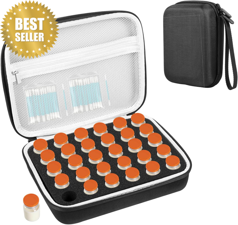 30 Slots Insulin Vial Protector Case for 3/5/10ML Peptide Case,Diabetes Insulin