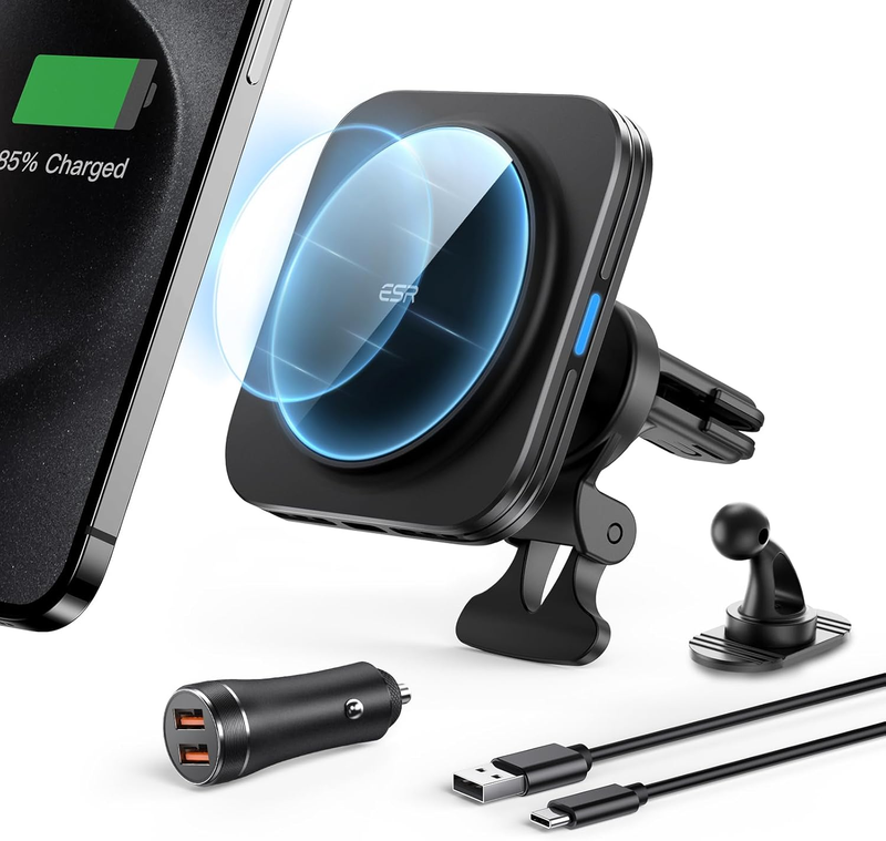 for MagSafe Car Mount Charger[15W Fast Charge] w 36W Dual USB-A Cigarette Lighte