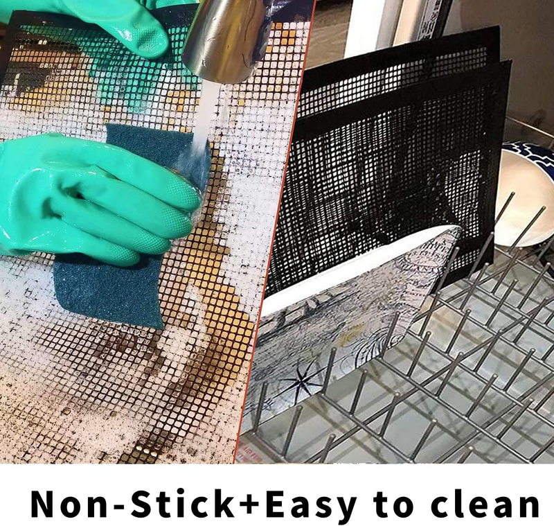 Grill Mesh Mat Set of 3 - Heavy Duty BBQ Non-Stick Cooking Sheet Liners Reusable