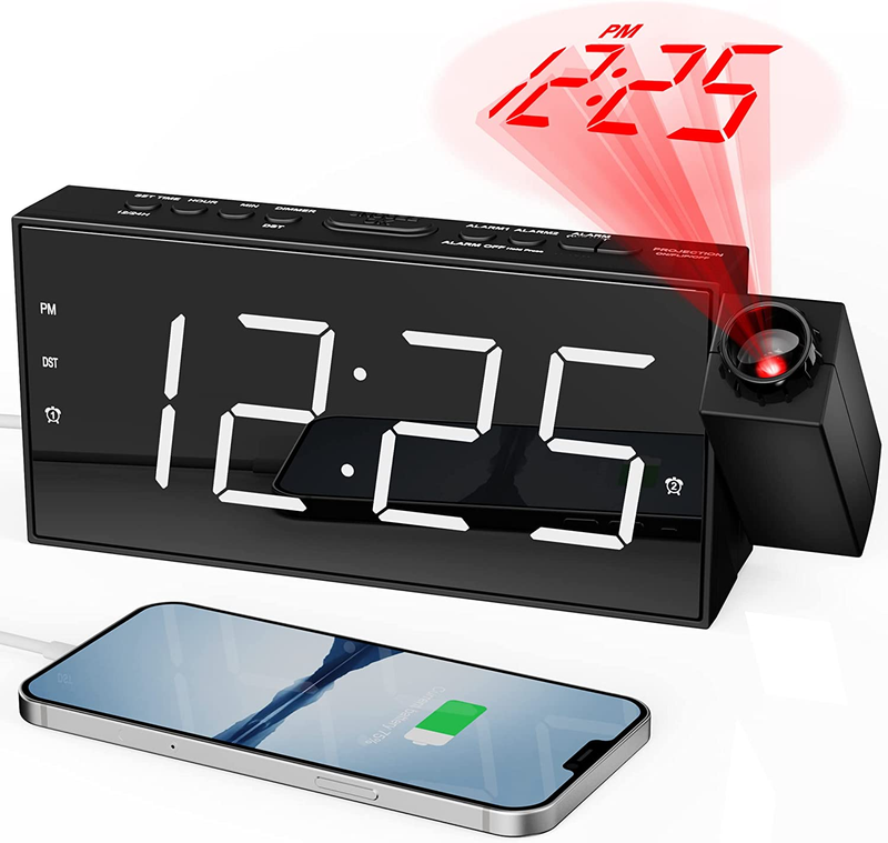Digital Projector Alarm Clocks for Kids Bedroom,Plug-In LED Display Clock with 3