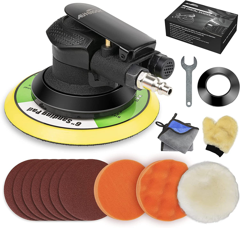 6 Inches Air Random Orbital Sander, Pneumatic Palm Car Sanders for Wood Polisher