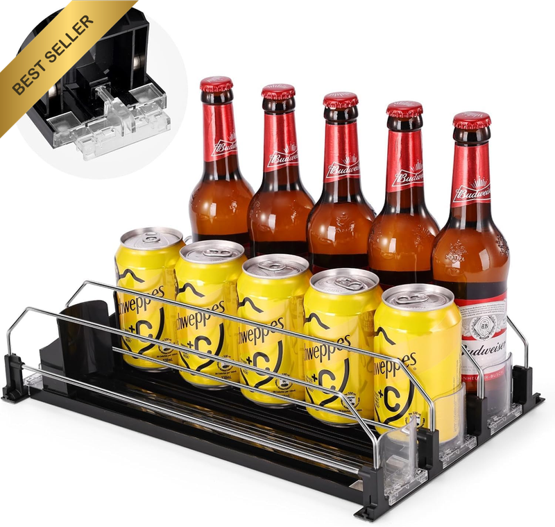 Drink Organizer for Fridge, 3 Rows Soda Can Dispenser, Automatic Glide, Adjustab