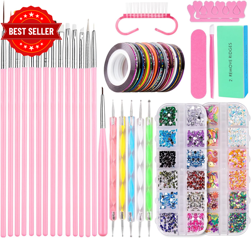 Nail Art Tools Kit, Nail Design Tools with Nail Art Brushes Set, Nail Dotting To