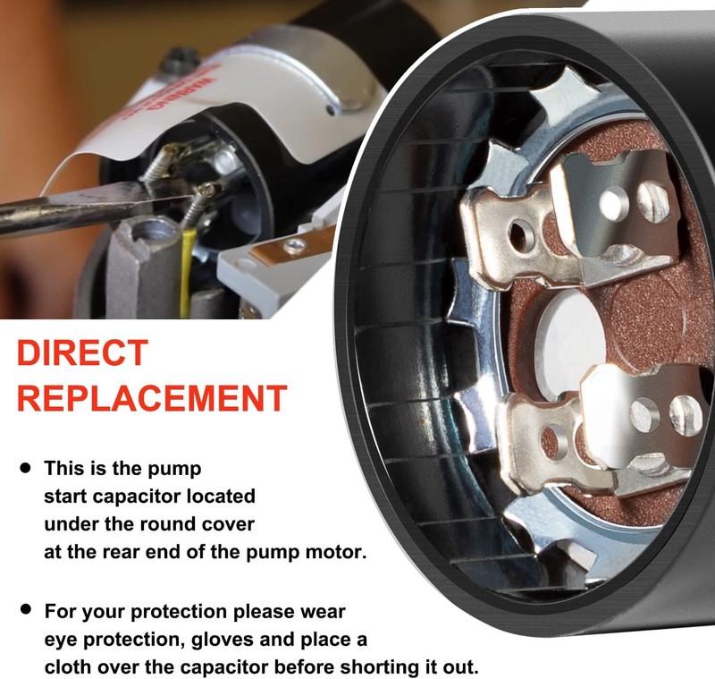 Pool Pump Motor Start Capacitor 161-193UF 110VAC for Hayward .75 HP, 1.0, 1.5 HP