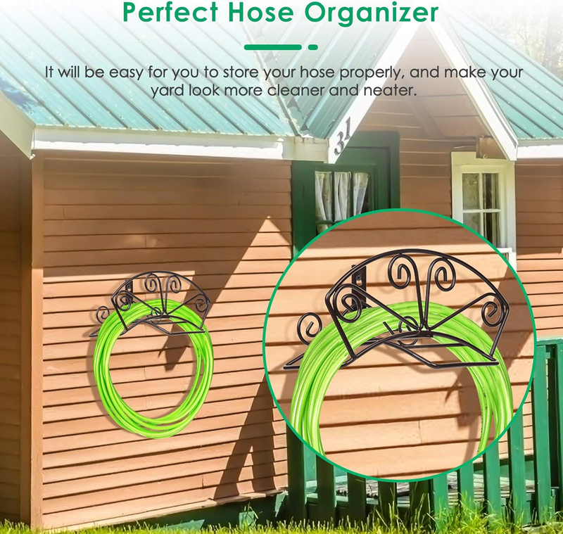 Tomcare Garden Hose Holder Heavy Duty Water Hose Holder Solid Metal Hose Hanger 