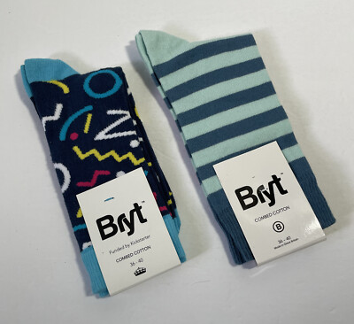 2 Pair Bryt Socks Size  EUR 36 - 40 Combed  Cotton Blend New