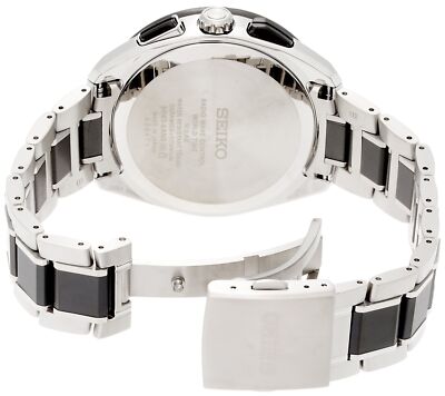 Pre-owned Seiko Brightz Saga261 Black Men's Watch Solar Radio Carbon Tone Black Dial