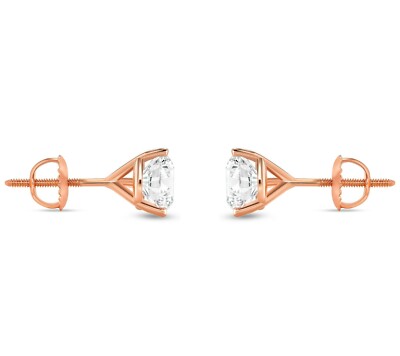 Pre-owned Shine Brite With A Diamond 1.75 Ct Round Cut Earrings Studs Solid Real 14k Rose Gold Screw Back Martini In White/colorless