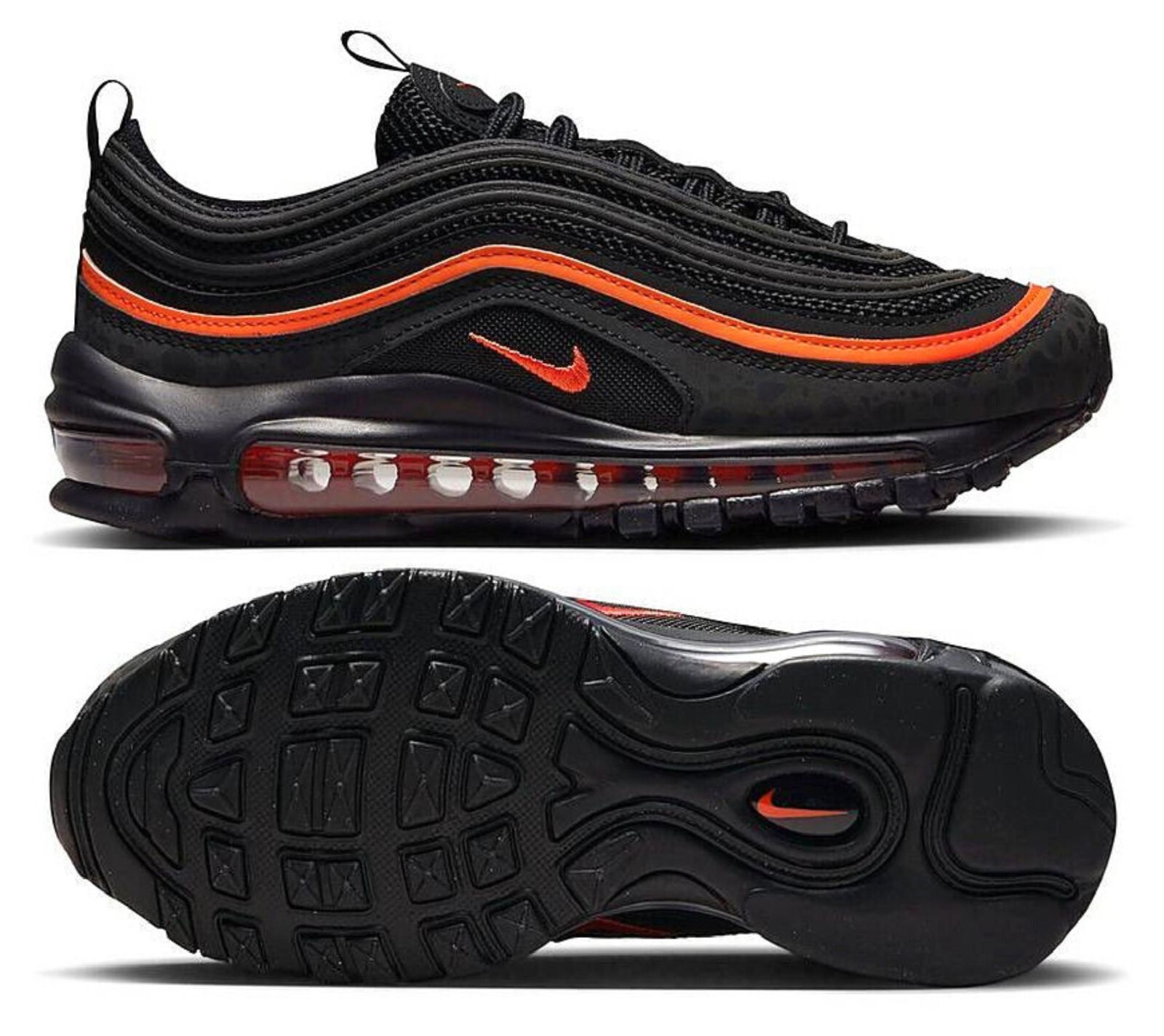 Nas ナズ NEW Nike Air Max 97 Youth/Kids Shoes, Black/Orange, DX3088
