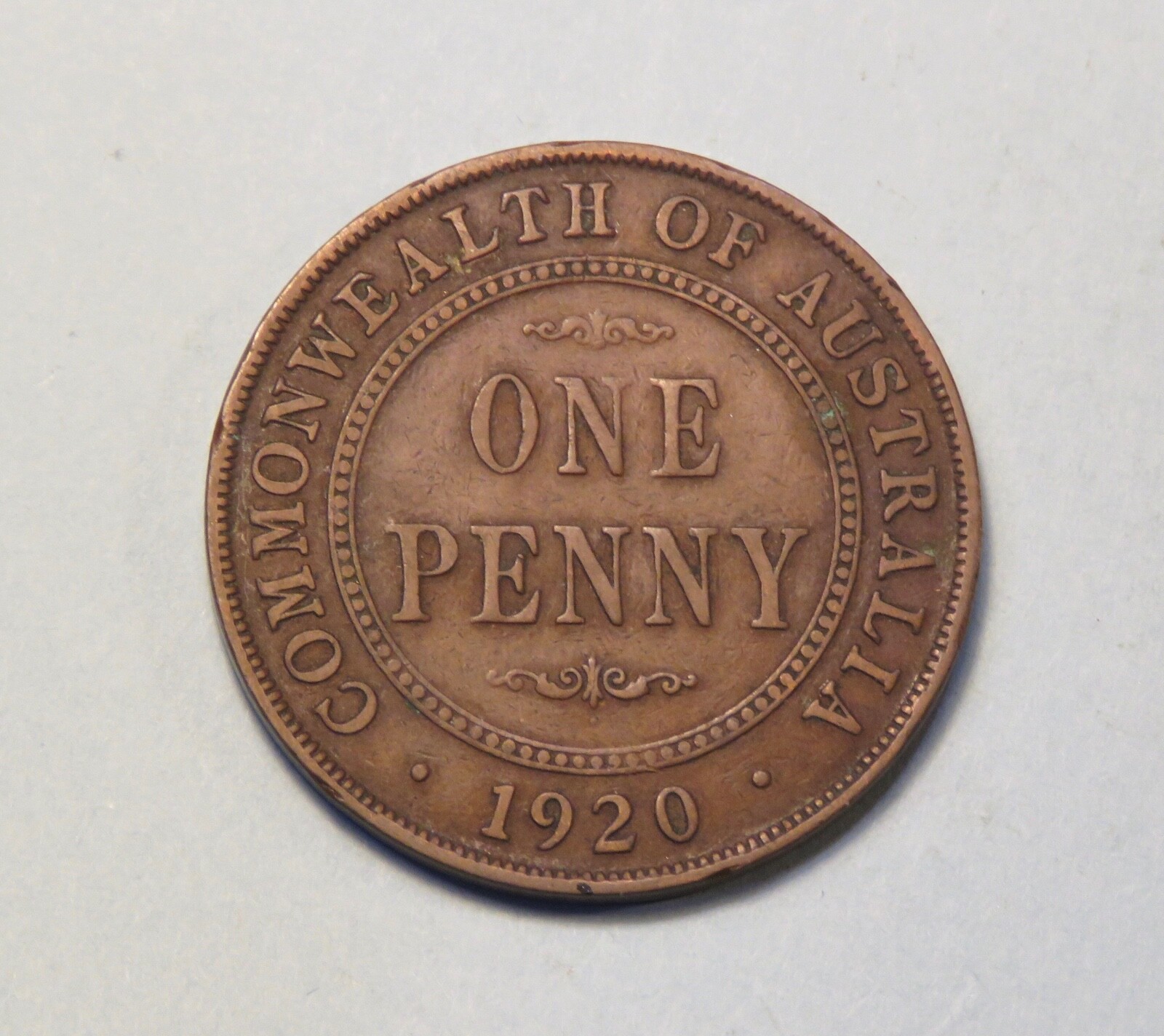 1920 Australia One Penny Bronze World Coin King George V