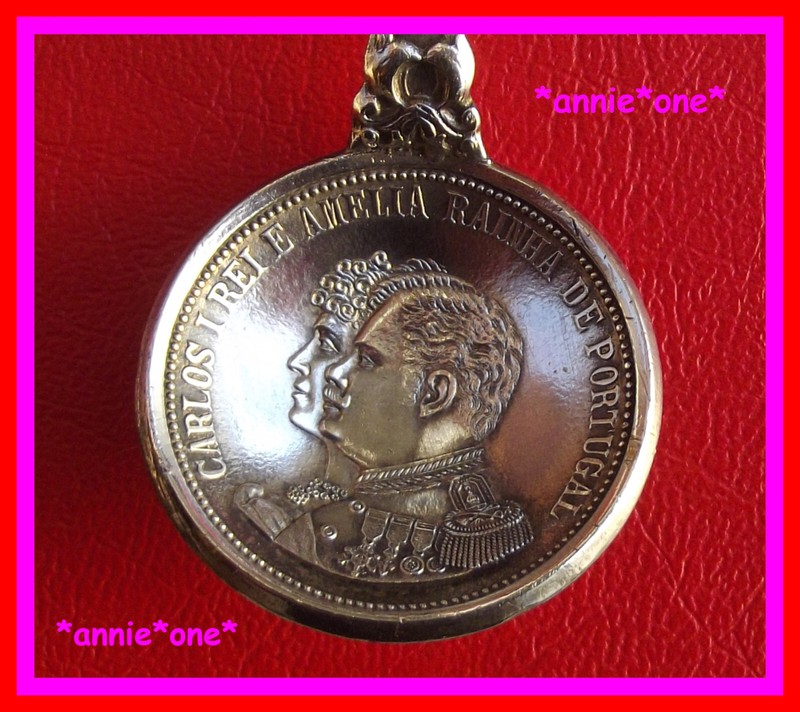 ê§ Emaille Wappen AndenkenlÃFfel Relief Viana Do Castelo 1889 Amelia + Carlos ê§