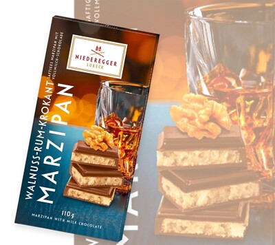10 x 110g Niederegger Walnut Rum Krokant Marzipan Chocolate High Quality, German