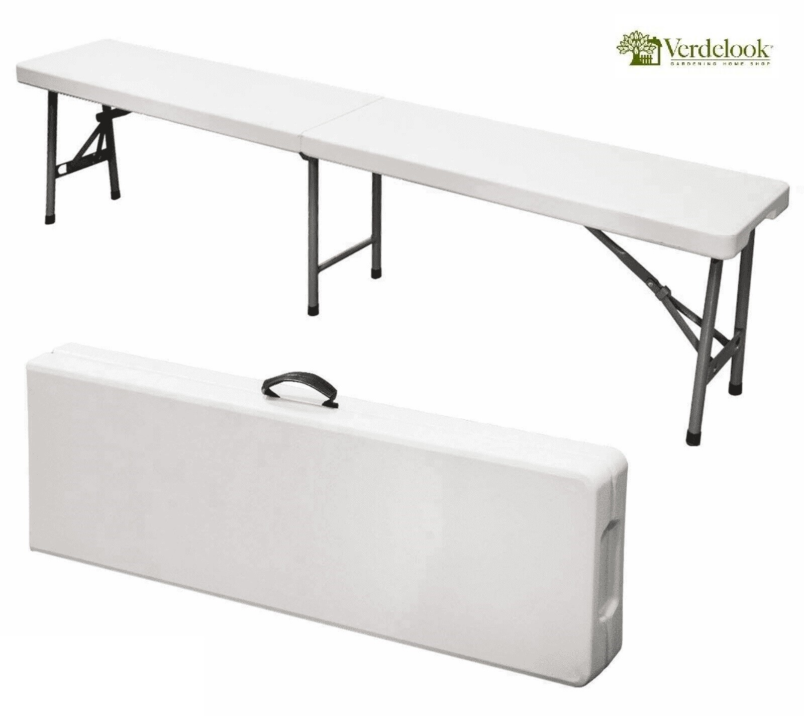 PANCA PANCHINA PIEGHEVOLE RICHIUDIBILE A VALIGETTA BIANCA 183 x 28 x h. 44 cm