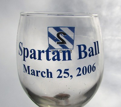 US Army 2006 - 2nd BCT Spartan Ball Wine Glass Set - Ft, Stewart, Ga - Spartans