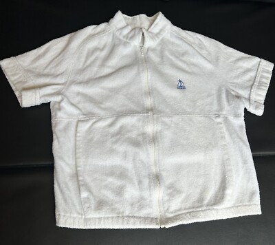 Vintage Mr Teri California Beach Jacket Terry Cloth Jacket White 1960-70s Large