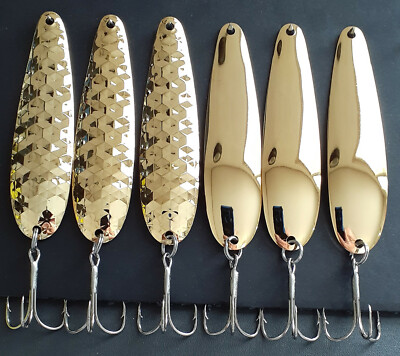 3 7/8''  GOLD  HEX & SMOOTH  Variety Pack  Flutter Spoons Lake Erie Walleye Candy
