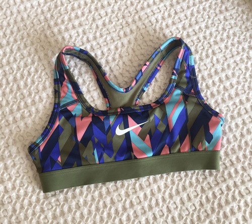 Girls Nike Sports Bra Green Coral Blue Small S