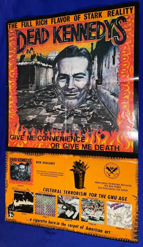 vintage 1987 Dead Kennedys Give Me Convenience or Death LP PROMO POSTER 23x37in