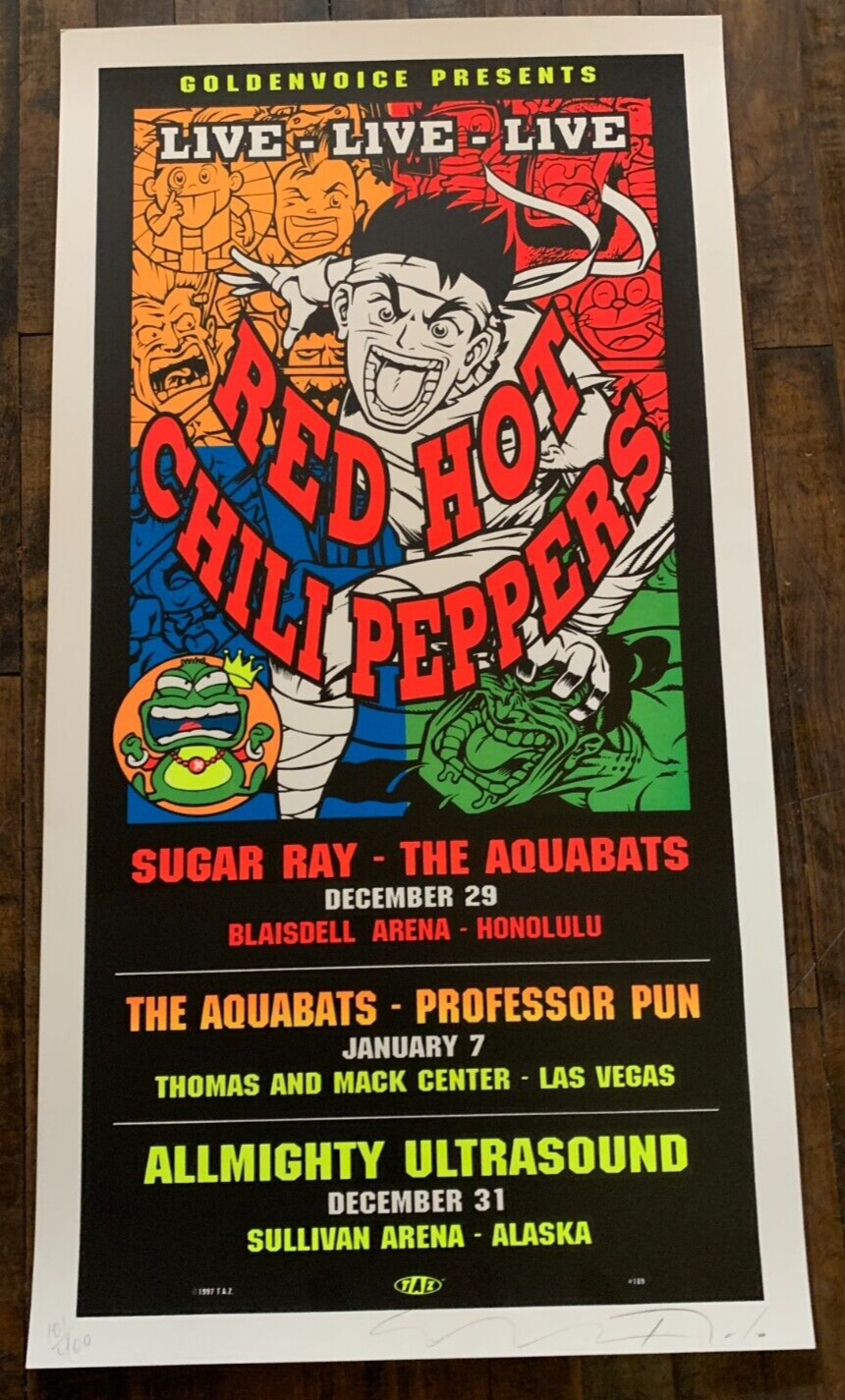 TAZ - 1998 - Red Hot Chili Peppers Concert Poster S&N W TAZ - 1998 - Red Hot Chili Peppers Concert Poster S&N W
