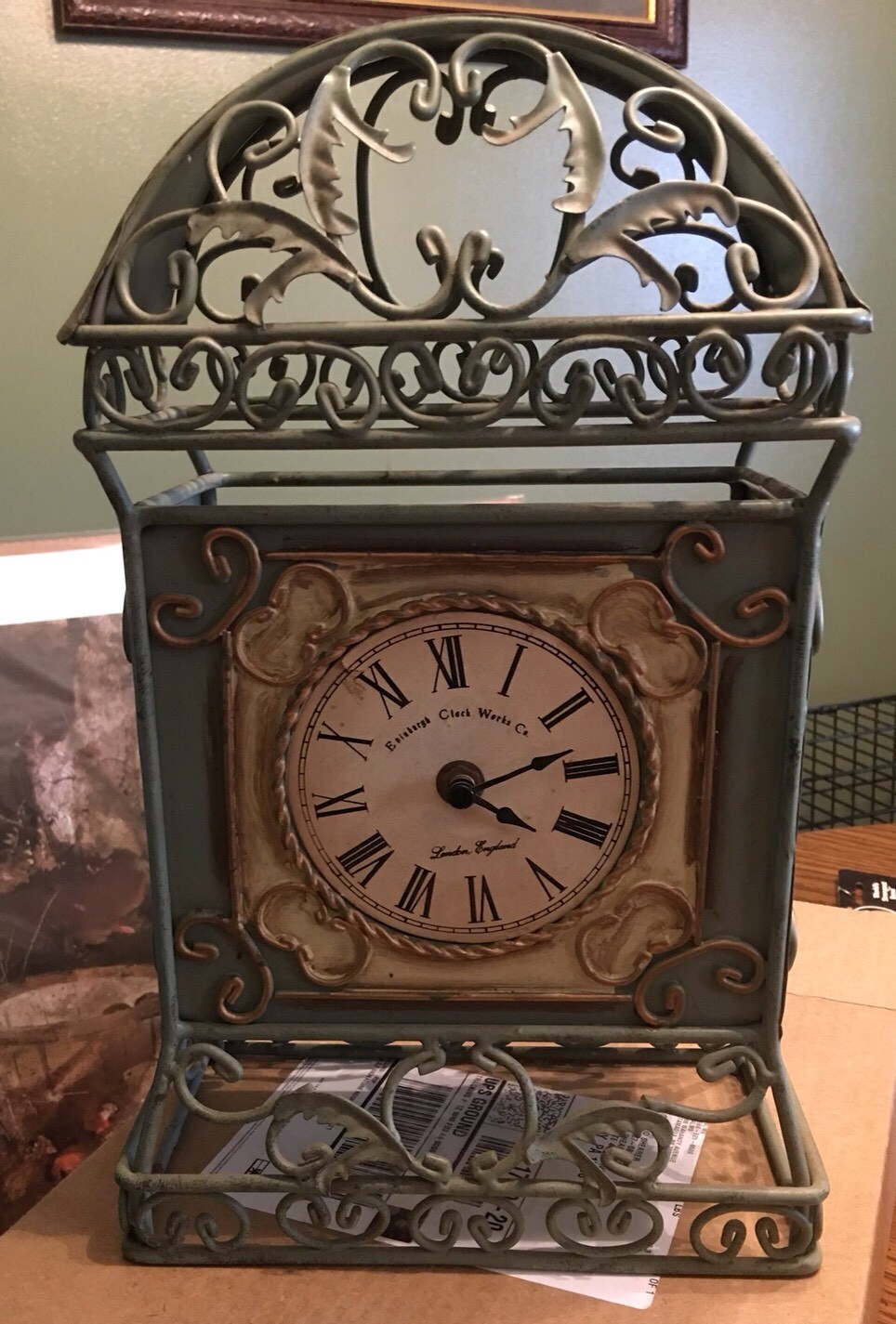 Rod Iron Mantle Clock With Quarts Movement Ebay