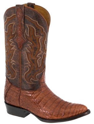 Pre-owned Cowboy Professional Cognac Leather Cowboy Boots Genuine Crocodile Belly Exotic Skin J Toe Botas In Brown