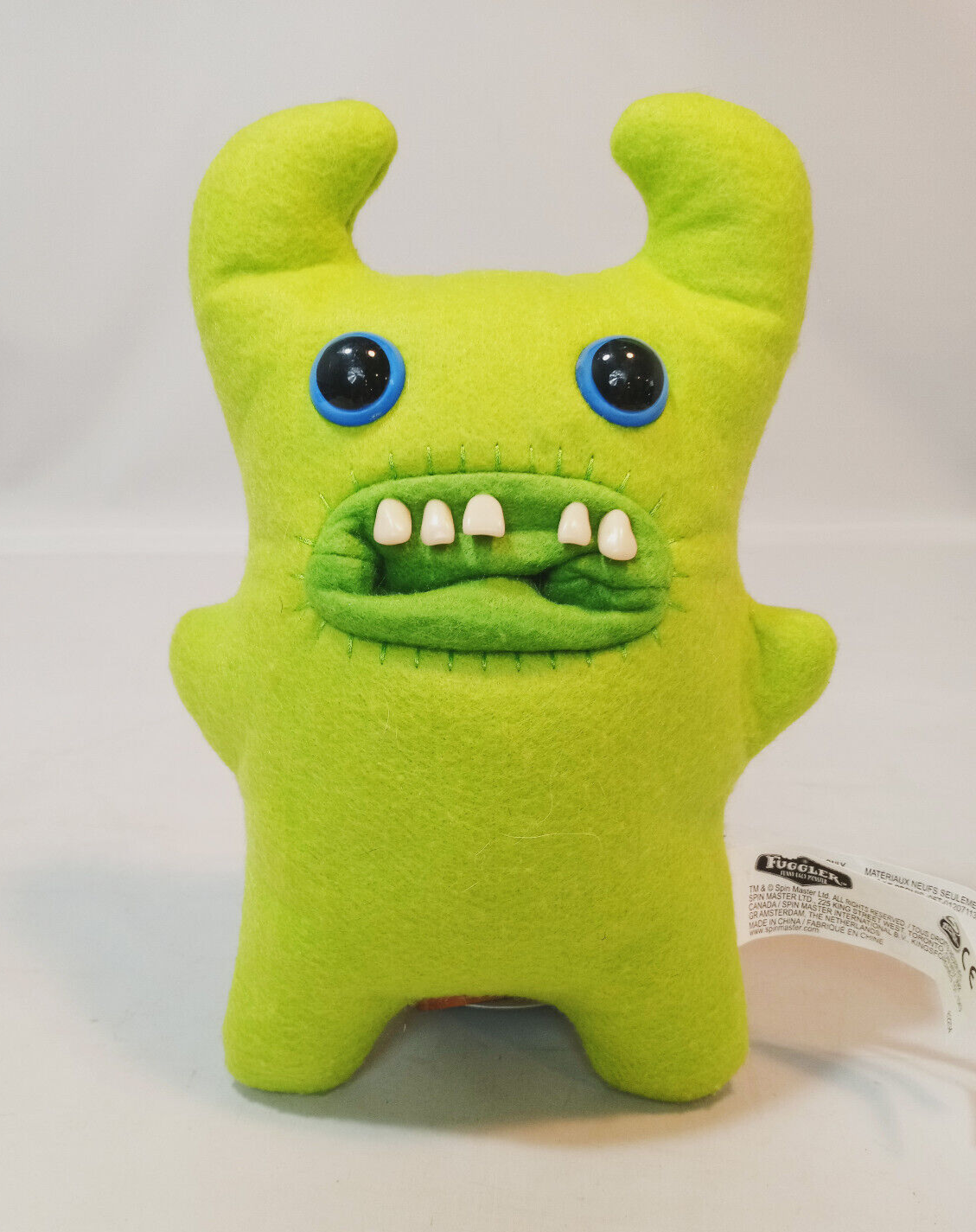 Fuggler Funny Ugly Monster Green Sir Horns Plush 9.5” Felt Stuffed Animal Teeth