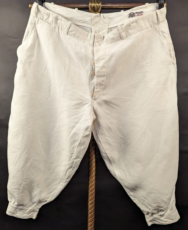 お値下げ！vintage linen cloth pants ANTIQUE 1920'S MEN'S WHITE LINEN KNICKERS PANTS W BUCKLE