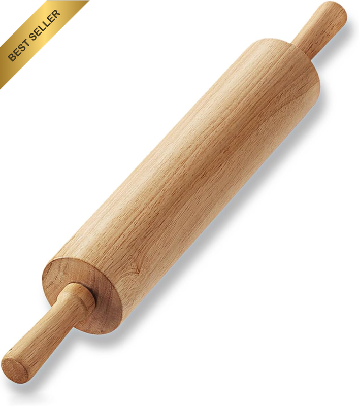 Classic Wooden Rolling Pin for Baking Non Stick, Ergonomic Design, 43 Cm Length,