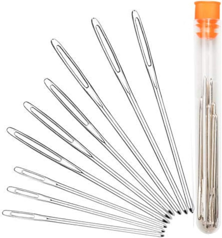 Large-Eye Blunt Needles, 9 Piece Stainless Steel Yarn Knitting Needles, Sewing N