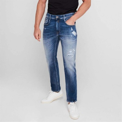 REPLAY REPLAY AGED ECO JEANS MENS GENTS SLIM PANTS TROUSERS BOTTOMS ZIP