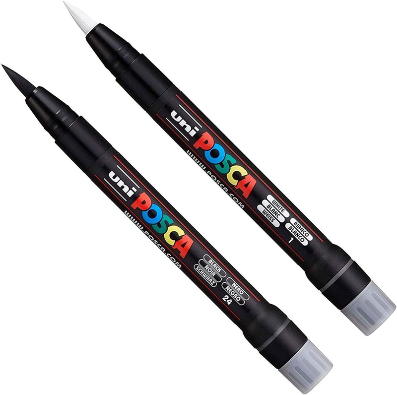Uni Posca PCF-350 Brush Tipped Paint Marker Art Pen - Fabric Glass Metal Pen - B