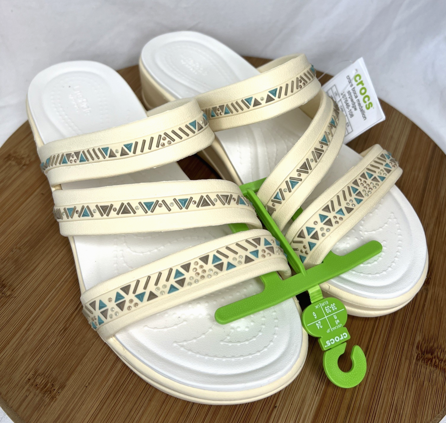 その他 jstone Women's Crocs Boca Strappy Wedge Sandal Size 8 Aztec