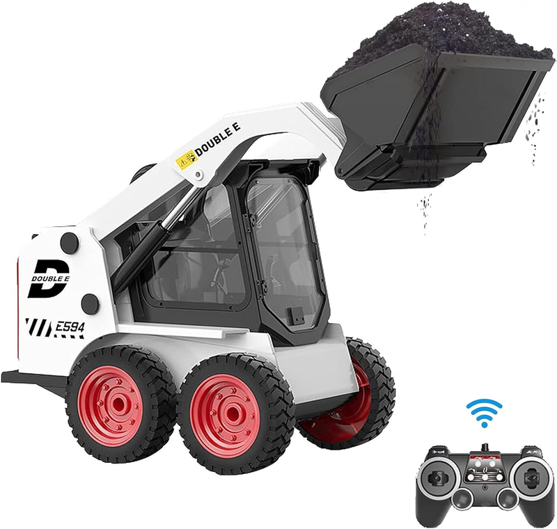 RC Skid Steer Toy 1/14 Scale Remote Control Front End Loader Tractor with Two Re