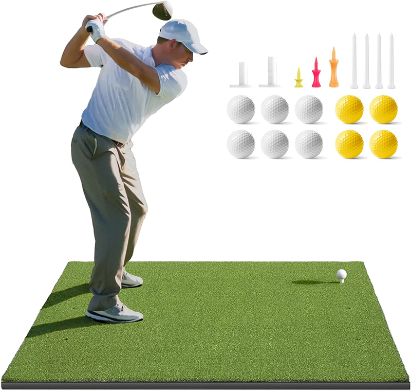 5X4Ft Golf Hitting Mats Practice with 10 Golf Balls,9 Golf for Backyard Training