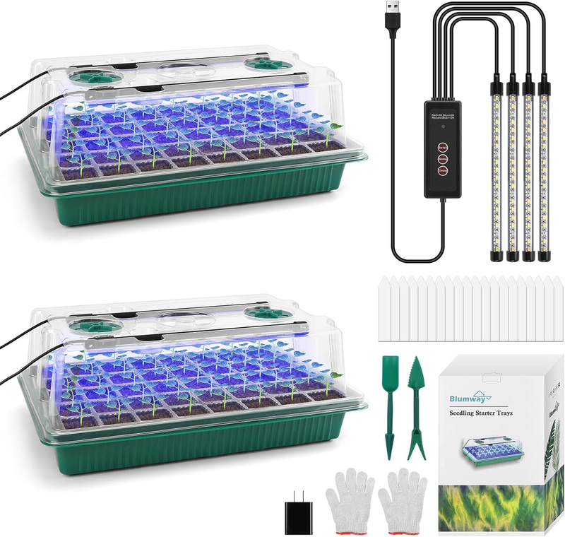 80-Cell Seedling Starter Kit 2-Pack w/ Adjustable Grow Light &...