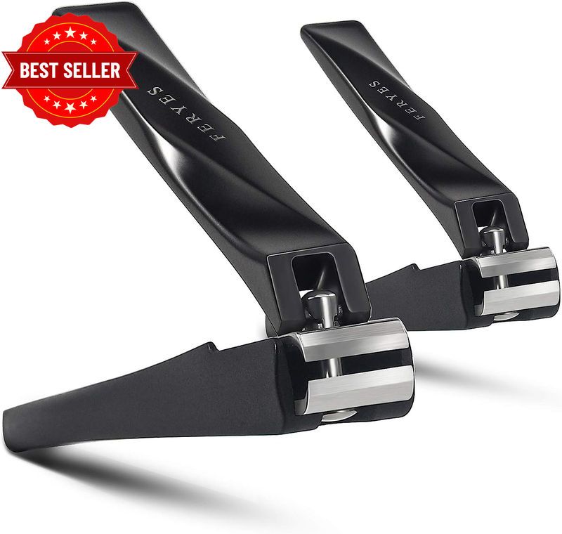 Nail Clippers with Catcher 2 PCS Set, No Splash Fingernail Clipper and Toenail C