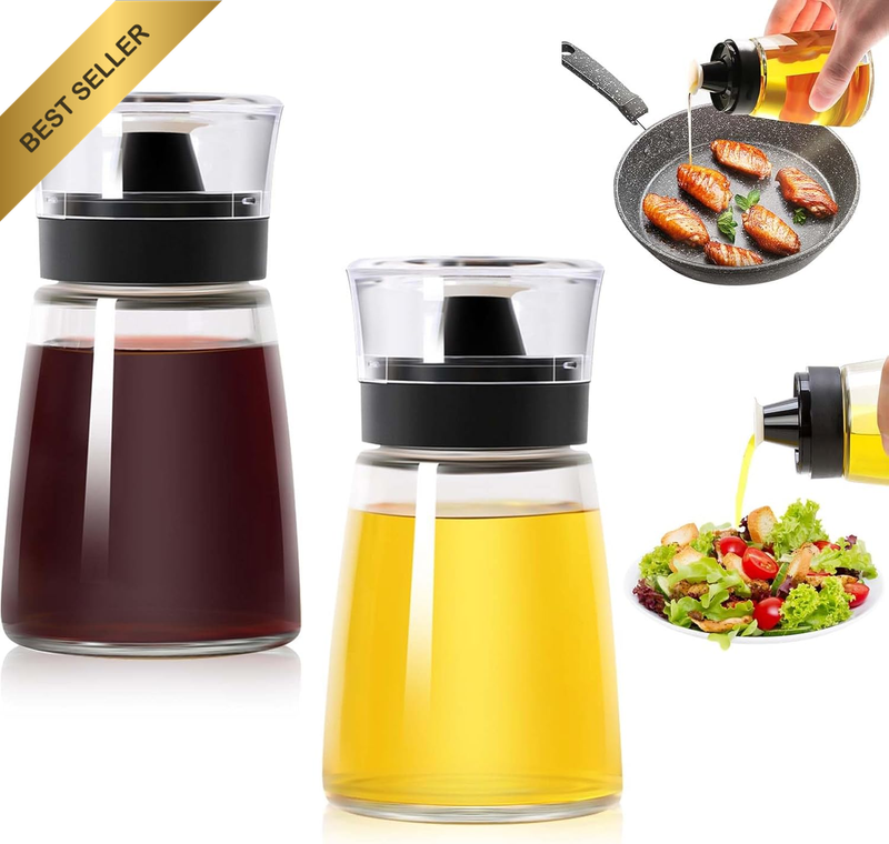 2pk 160ML/5.4Oz Glass Olive Oil Cruet Leak-Proof Camping Picnic