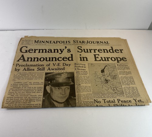 Minneapolis Star Journal NEWSPAPER MAY 7 1945 END WORLD WAR