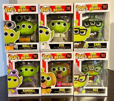 Lot of 6 Toy Story Alien Remix Funko Pops Roz Carl Dug Eve Wall-E Randall