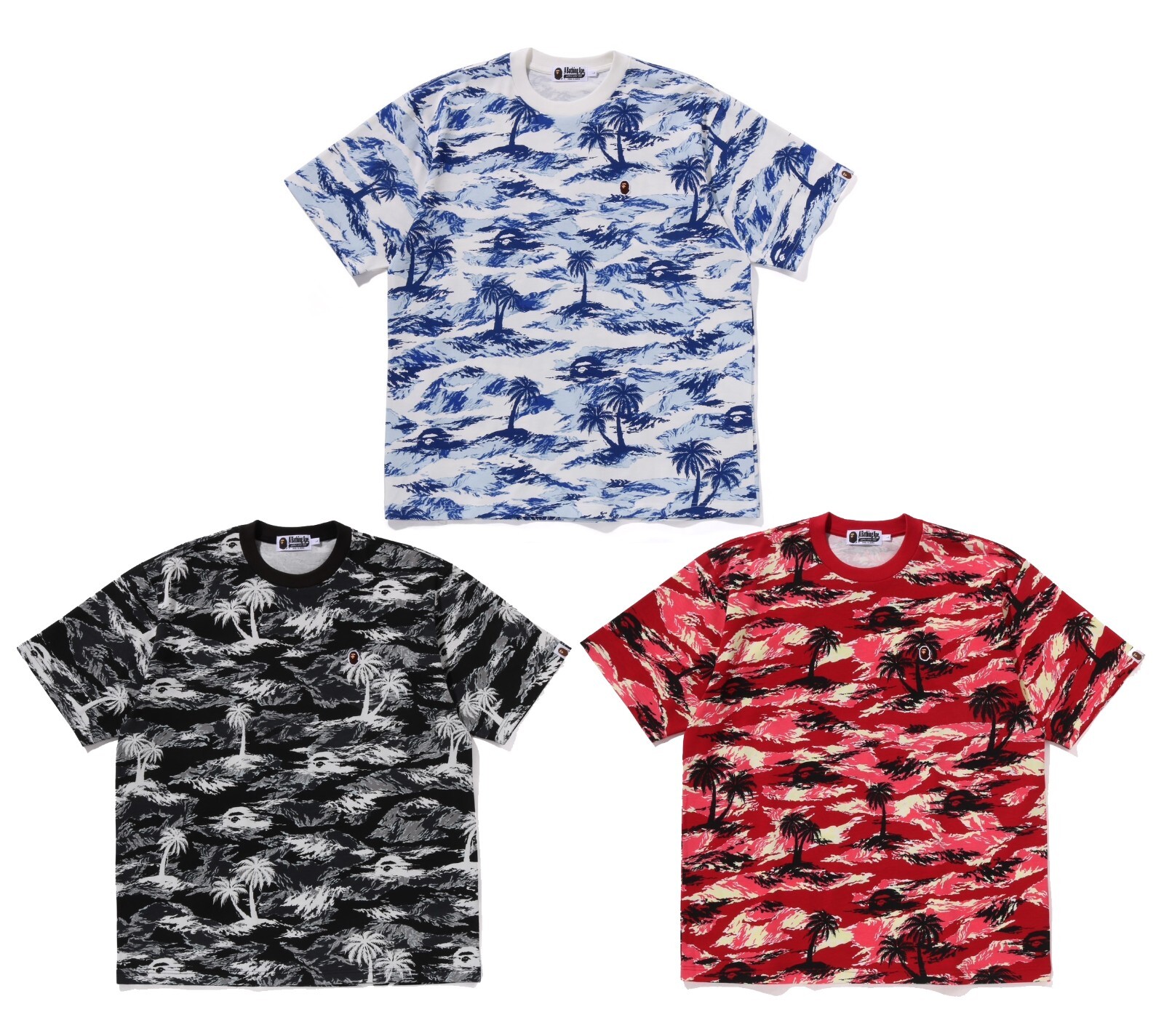 A BATHING APE Men's PALM TREE CAMO ONE POINT RELAXED FIT TEE