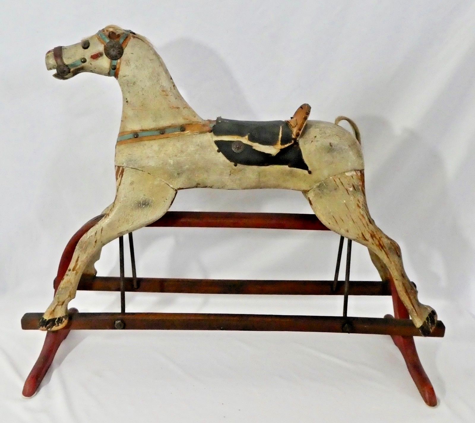 Antique Glider Horse Whitney Reed Chair Co.Original Horse Hair +Stenciling. 1895