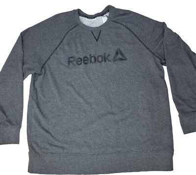 Reebok Sweatshirt Mens Size 2XL Gray Pullover Crew Neck Logo Casual Adult    MB3