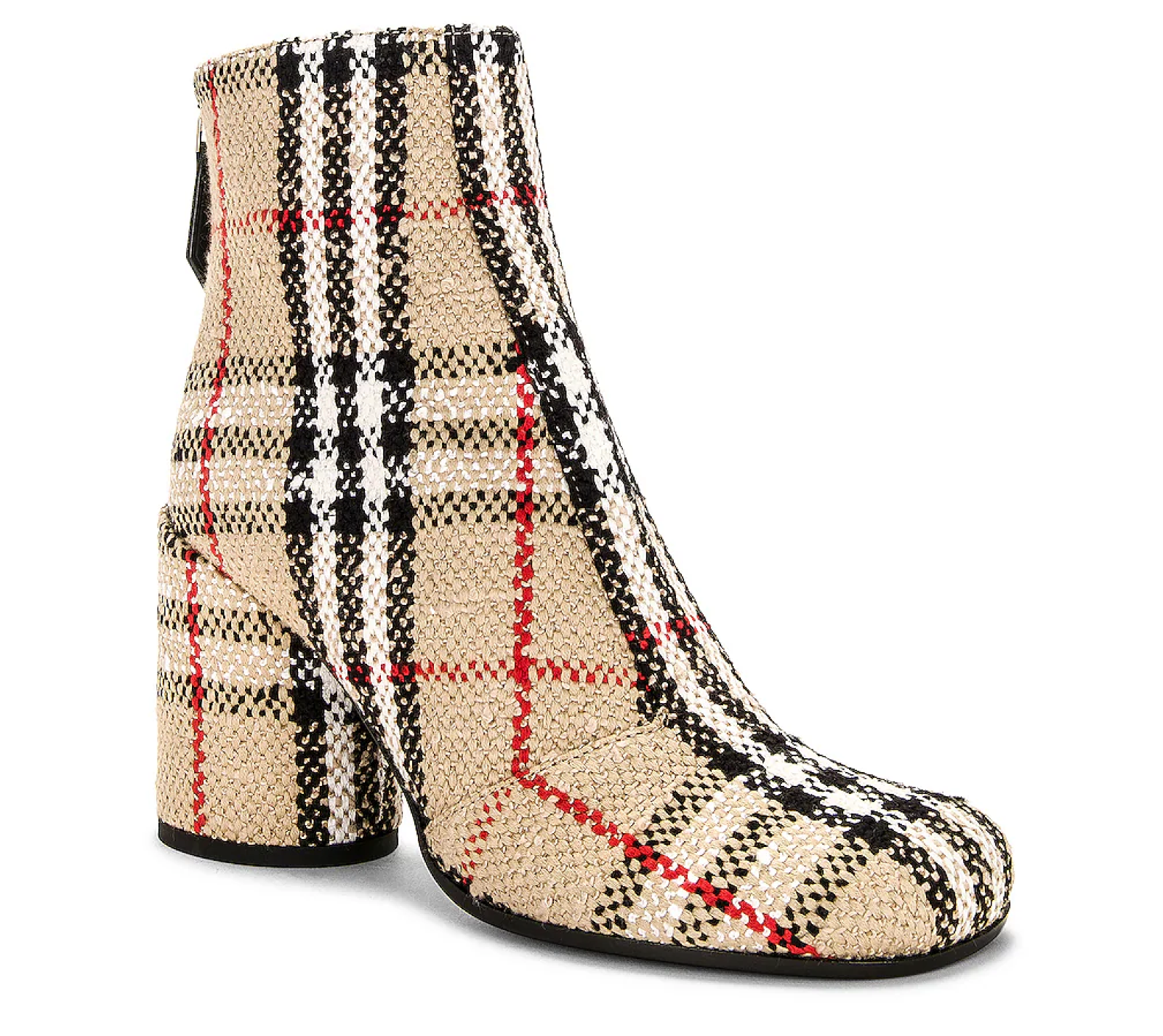 Pre-owned Burberry Anita 85 Ankle Boot On Leather Sole, Archive Beige Check - Retail $1290