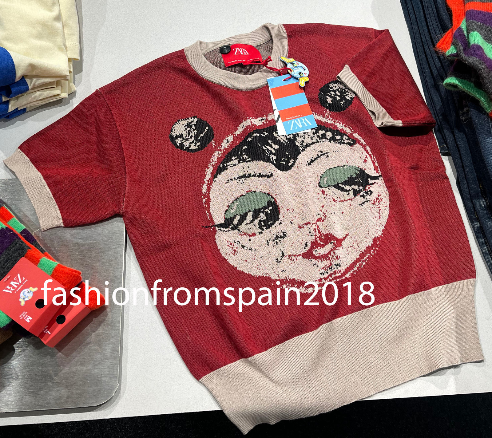 ZARA NEW MAN JACQUARD FACE KNIT T-SHIRT X HARRY LAMBERT ZARA NEW MAN JACQUARD FACE KNIT T-SHIRT X HARRY LAMBERT