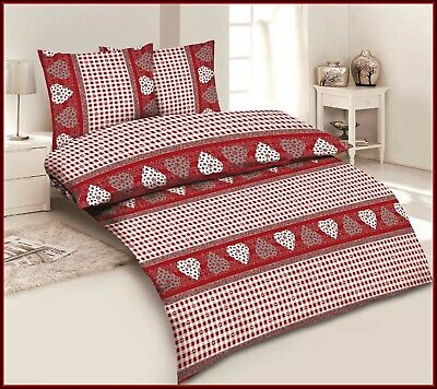 Bettwäsche Garnitur Bettbezug 155x220 Kissen 80x80 Rot NEU Landhaus Bauernkaro