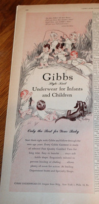 Gibbs Style Knit Kids Undie 1948 Vintage Ad Print Fun MCM Fun art Meg Wohlberg